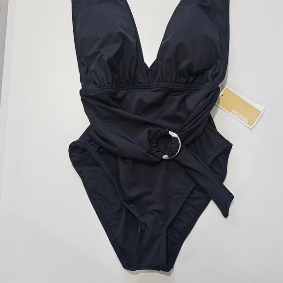 Michael Michael Kors Plunge Wrap-Front One-Piece Swimsuit - Picture 5 of 12